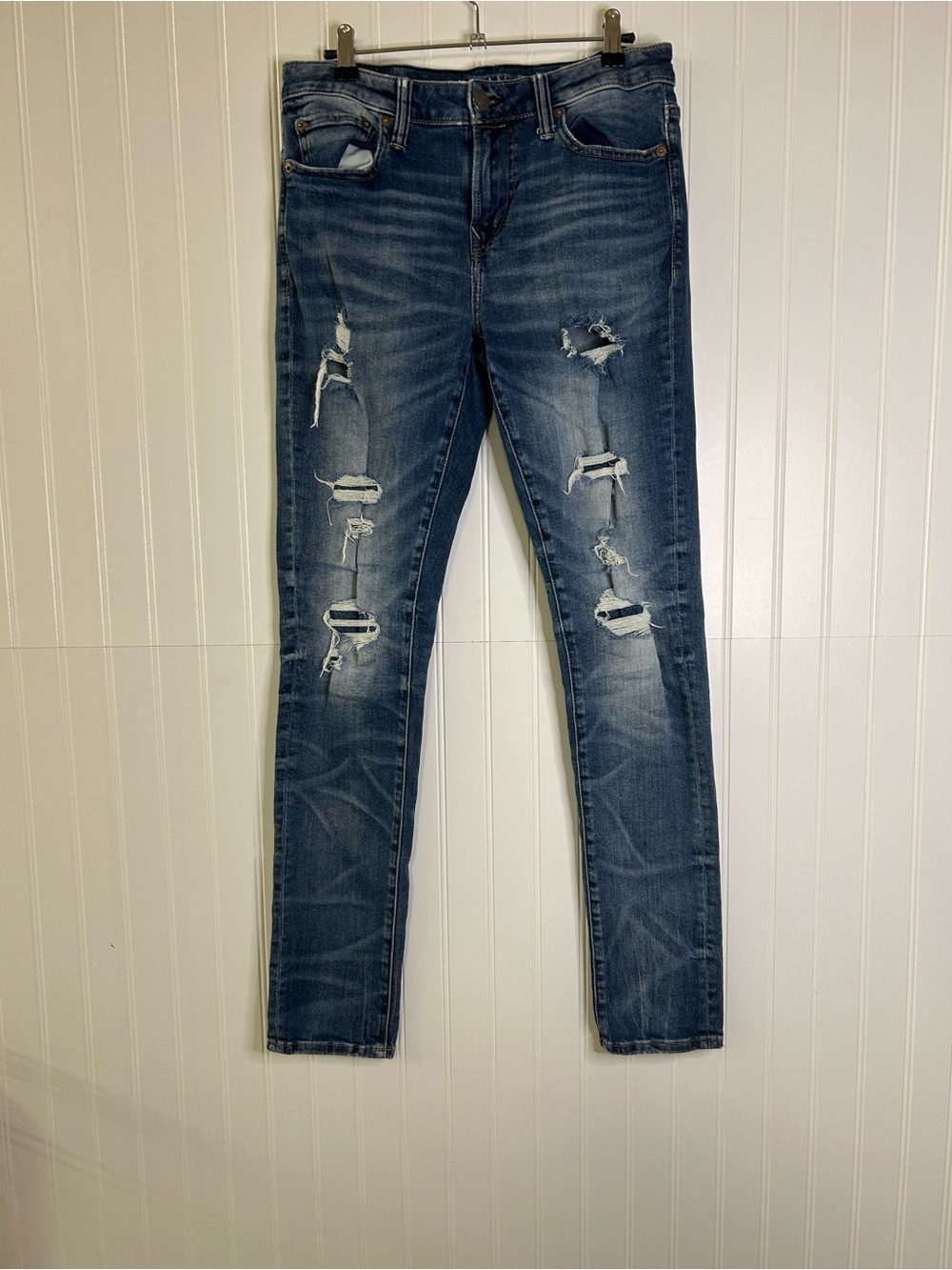 American Eagle Next Level Stretch Women’s Distressed Blue Skinny Jeans 30x32